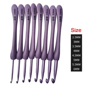 8Pcs Set 2.5-6.0mm Purple Crochet Hooks Set