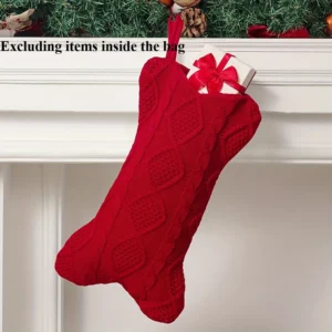 Knit Christmas Stocking Bone Shape Dog Stocking Festive Holiday Decor