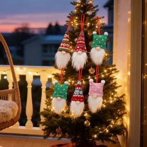 3/6pcs Knitted Gnomes Doll Pendant Christmas Tree Faceless Doll Ornaments